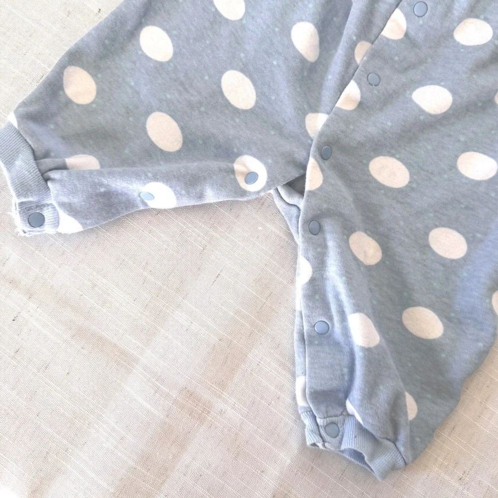 Vintage Carters Classic Collection‎ Baby Romper Polka Dot Blue Cotton USA NB-3M